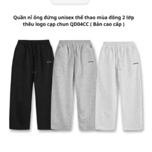 Quần Nỉ Ống Suông ARIS.STU Sweatpants 2 Lớp Nam Nữ Cạp Chun Thêu Logo QD04CC
